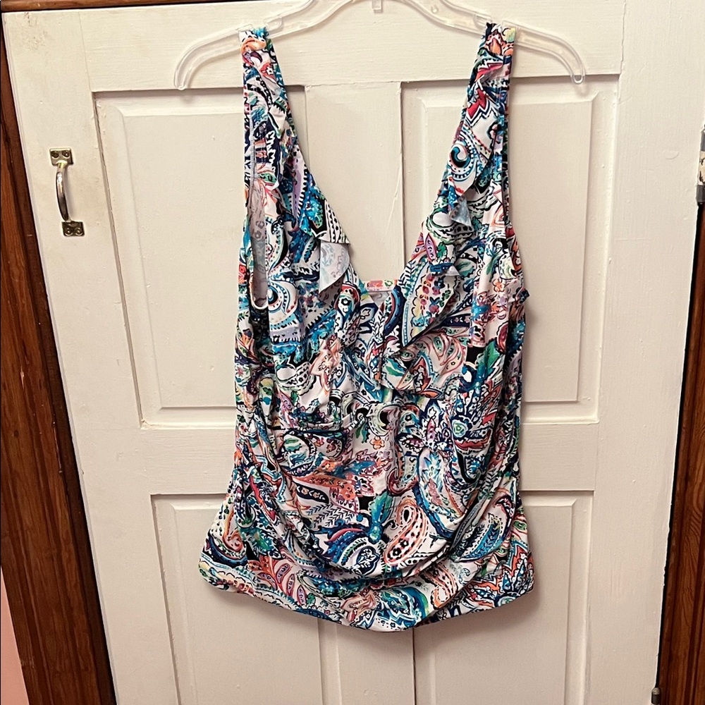 Chaps Multicolor Paisley Swim Tank Top